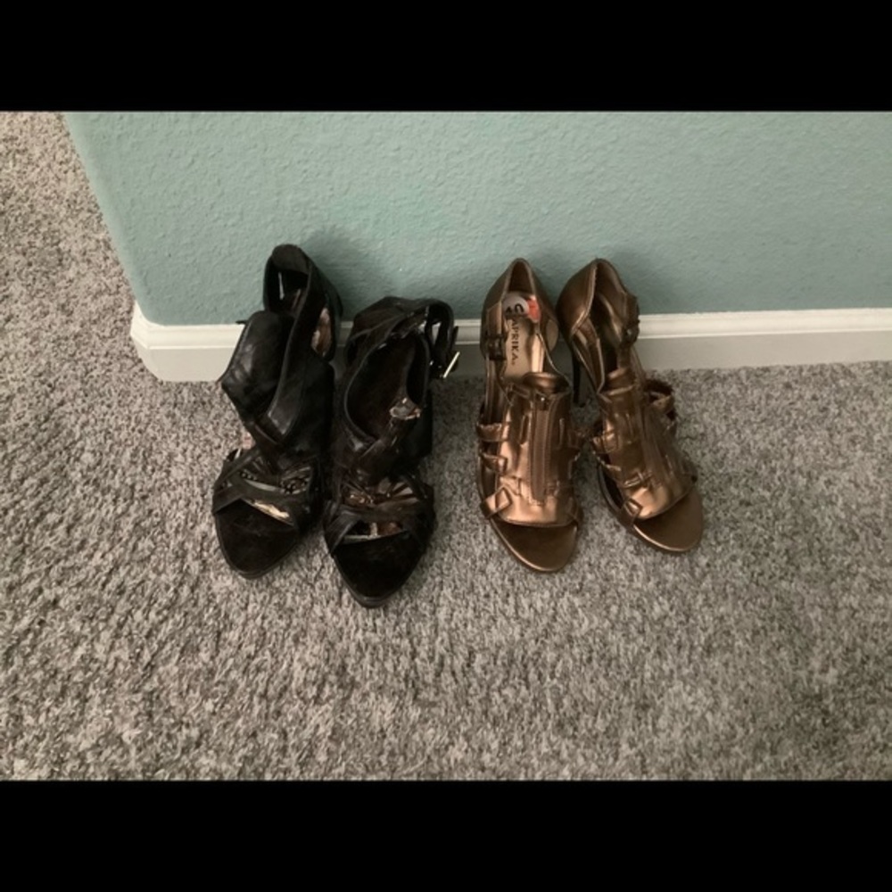 2/$13 brown &bronze heels-paprika Michael Antonio